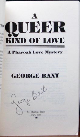 A Queer Kind of Love - George Baxt - Signed Title Page