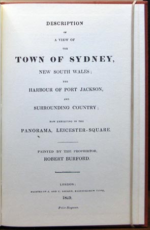 Description of a View of the Town of Sydney NSW - Robert Burford - Title Page