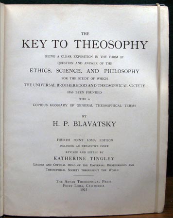 Key to Theosophy - H.P. Blavatsky - Title Page