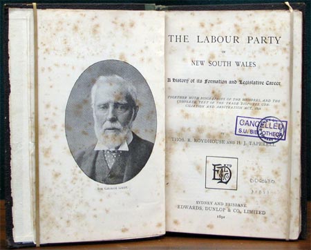 Labour Party of NSW - Roydhouse & Taperell - Title Page