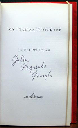 My Italian Notebook - Gough Whitlam - Signature