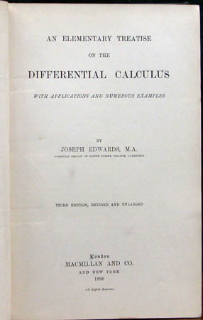 Differential Calculus - Joseph Edwards - Title Page