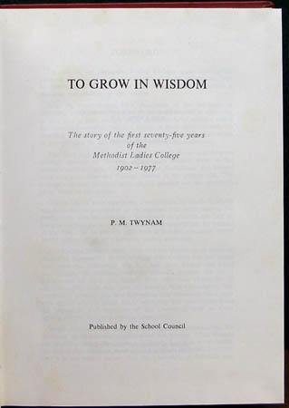 To Grow In Wisdom - Twynam - Title Page