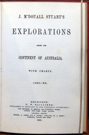 J. McDouall Stuart's Explorations - Title Page