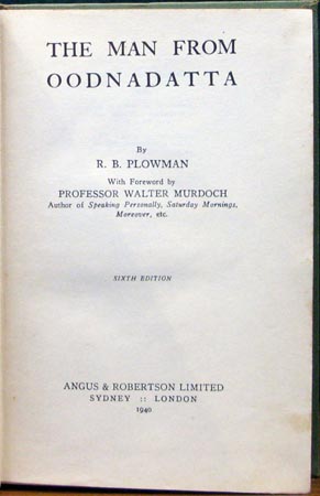 Man From Oodnadatta - R. E. Plowman - Title Page