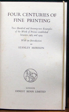 Four Centuries of Fine Pringint - Stanley Morison - Title Page