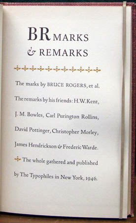 Marks & Remarks - Bruce Rogers - Title Page