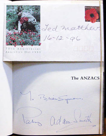 Anzacs - Patsy Adam Smith - Signature & First Day Cover