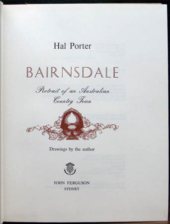 Bairnsdale - Hal Porter - Title Page