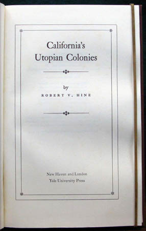 California's Utopian Colonies - Robert V. Hine - Title Page