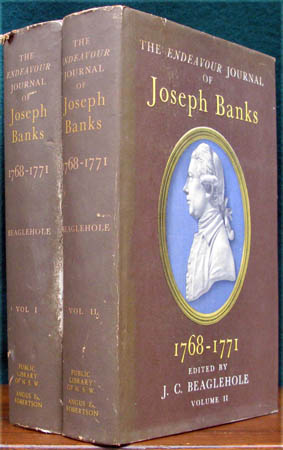 Endeavour Journal of Joseph Banks Set - Beaglehole - Side View