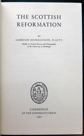 Scottish Reformation - Gordon Donaldson - Title Page