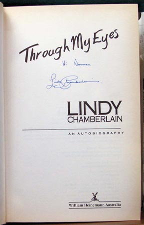Through My Eyes - Lindy Chamberlain - Title Page - Signature