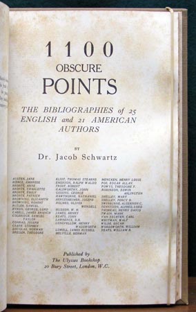 1100 Obscure Points - Dr. Jacob Schwartz - Title Page