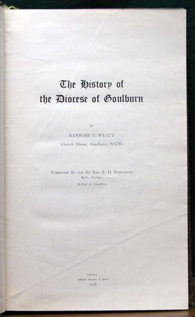History of the Diocese of Goulburn - Ransome T. Wyatt