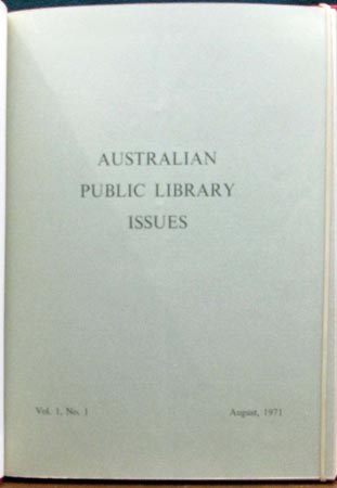 Australian Public Library Issues 1971