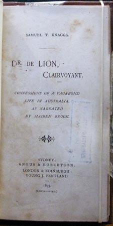 Dr. De Lion Clairvoyant - Samuel T. Knaggs - Title Page