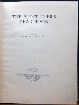 Print User's Year Book 1935 - Charles C. Knoghts - Title Page
