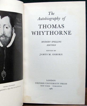 Autobiography of Thomas Whythorne - James M. Osborn - Title Page